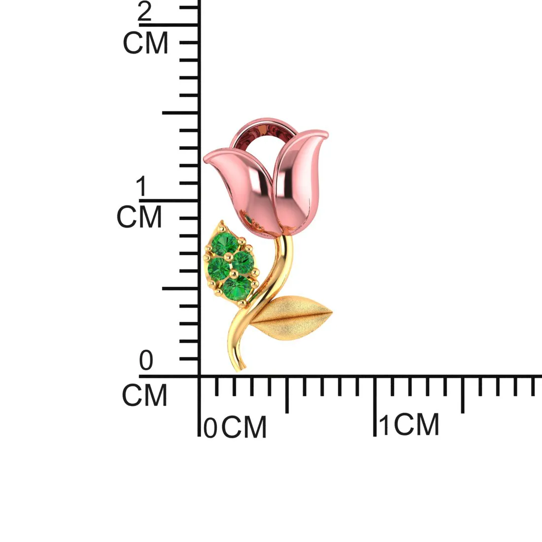 14k Pink Yellow And Green Stone Leaves Gold Earrings