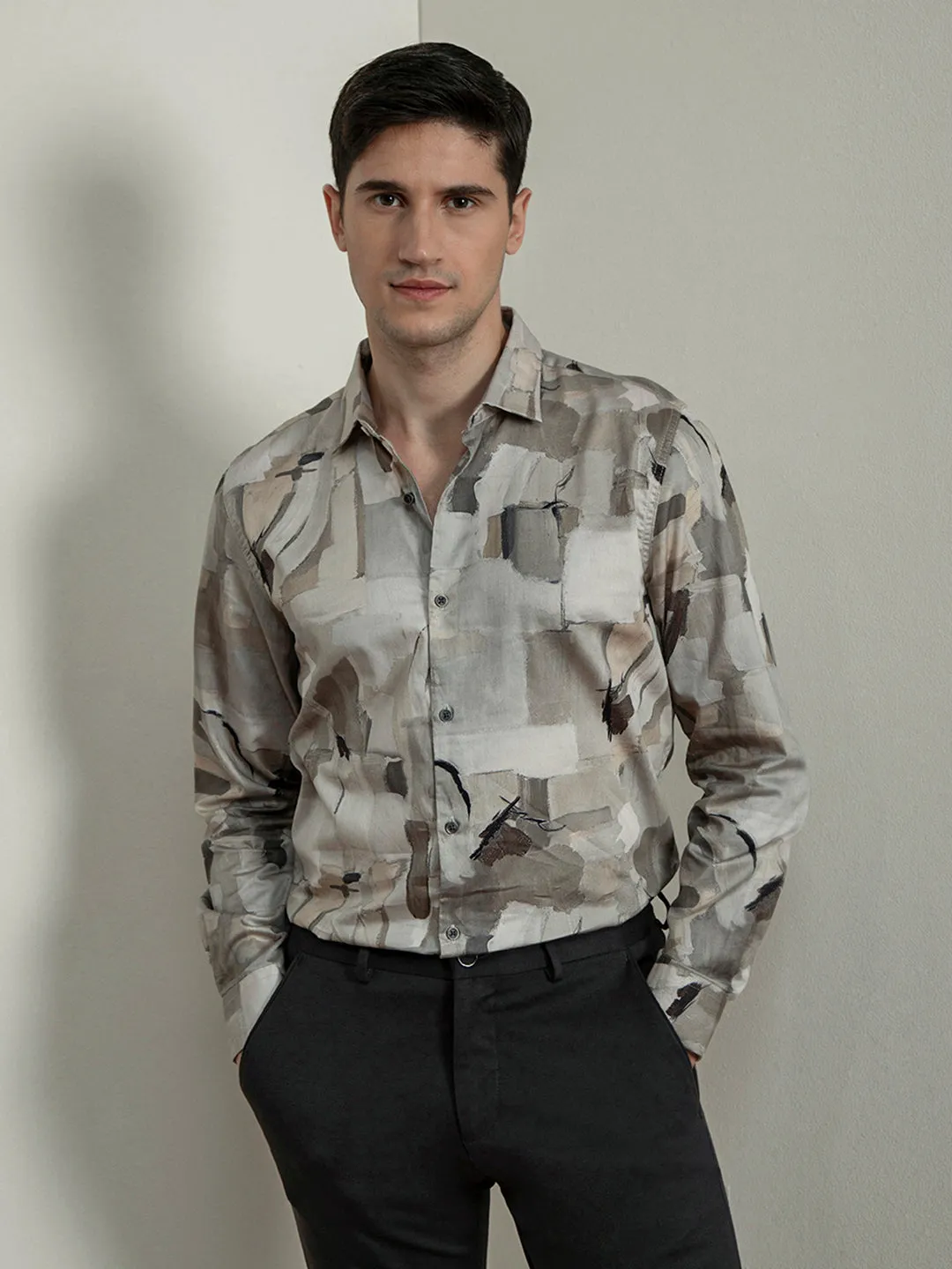 Beige Digital Printed Shirt