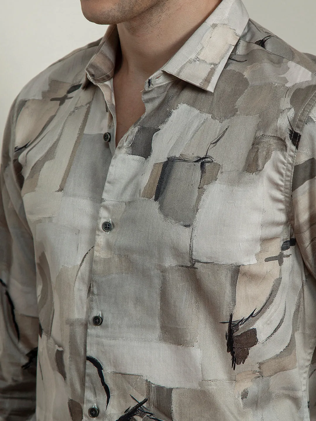 Beige Digital Printed Shirt
