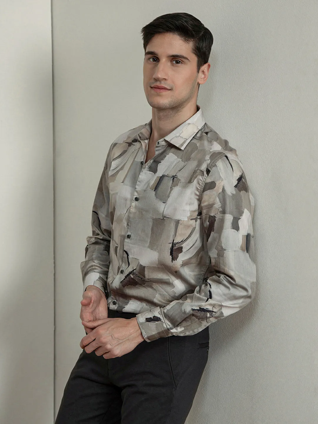 Beige Digital Printed Shirt