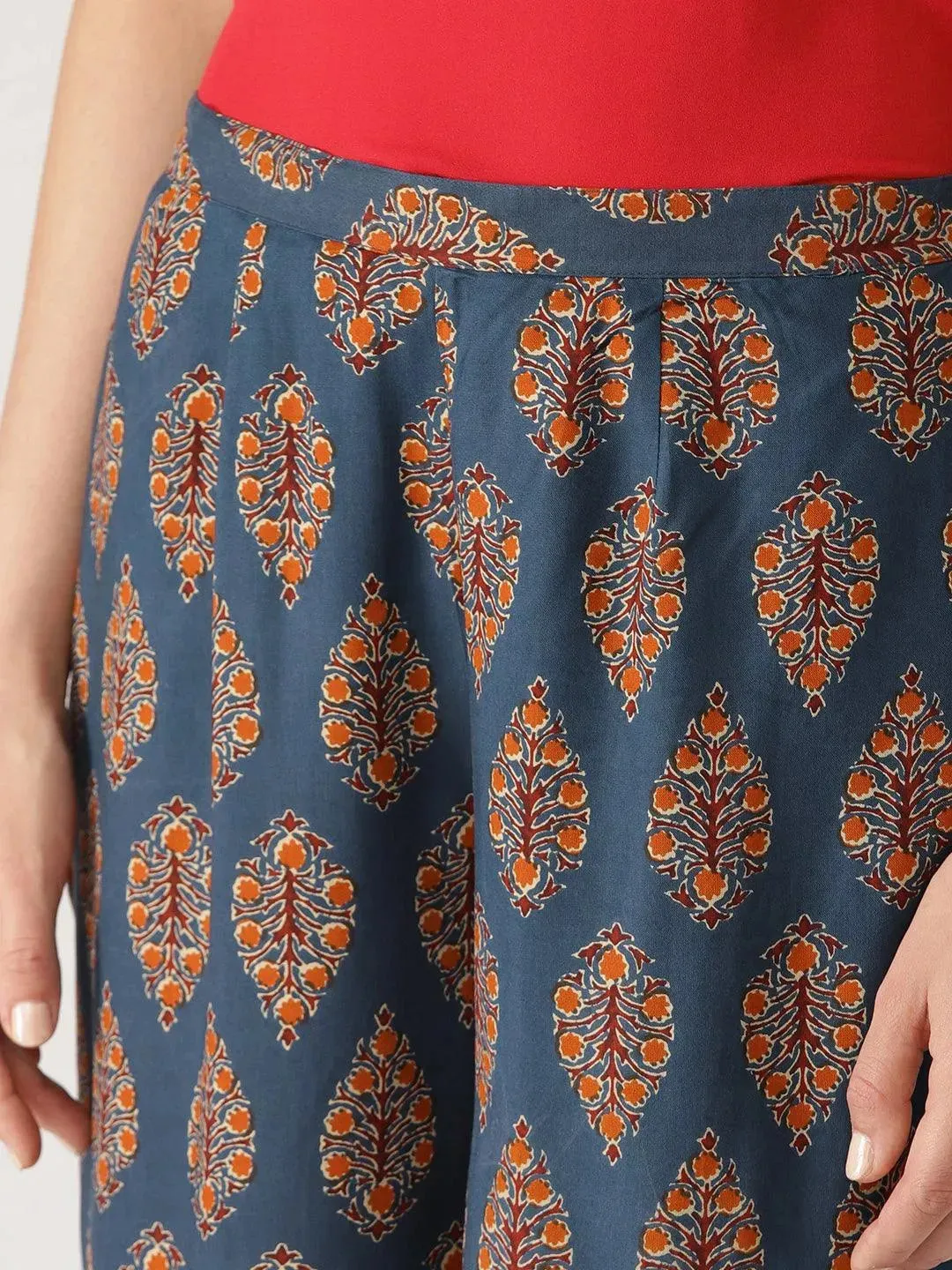 Blue Printed Cotton Palazzos