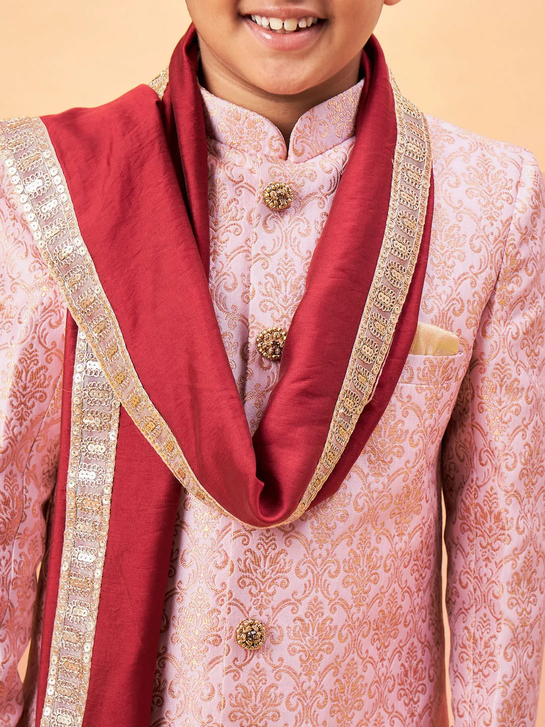 Boy's Pink Sherwani Set - Vastramay Boys