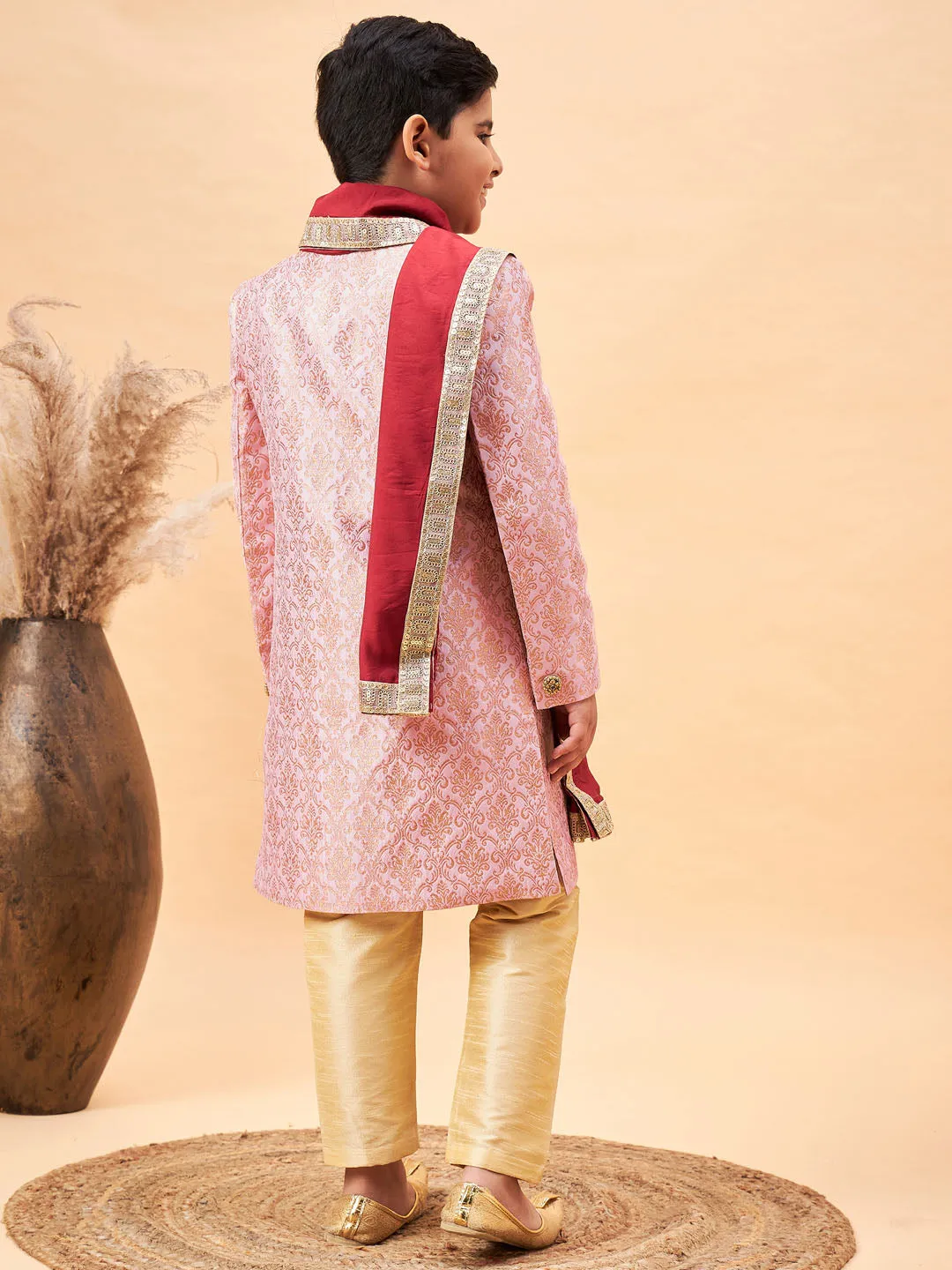Boy's Pink Sherwani Set - Vastramay Boys