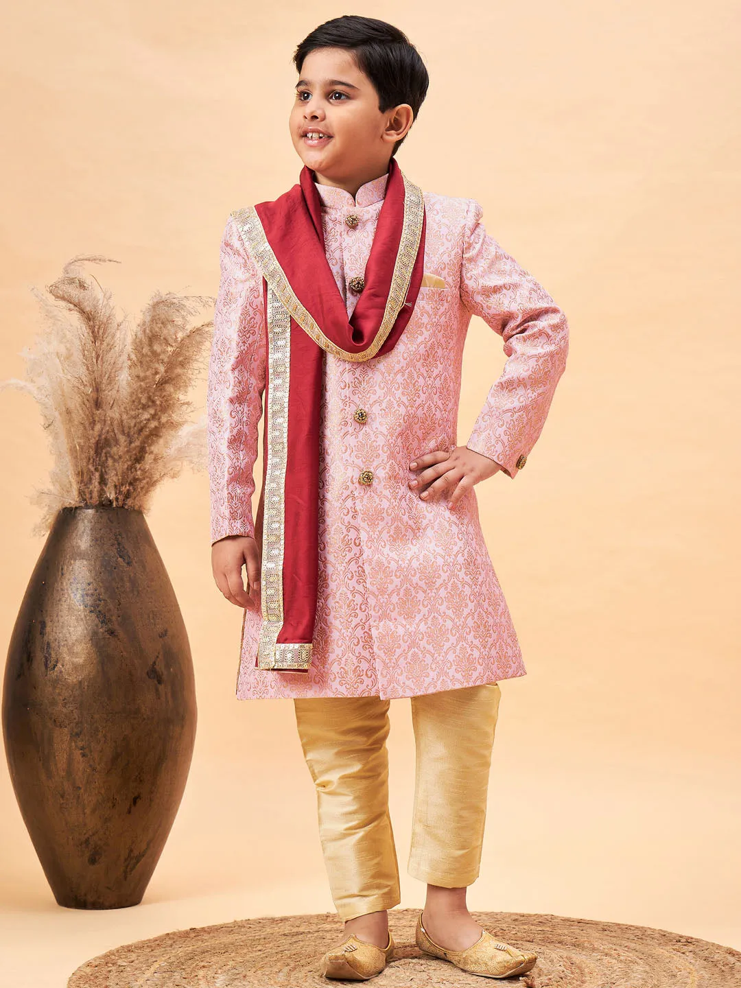 Boy's Pink Sherwani Set - Vastramay Boys