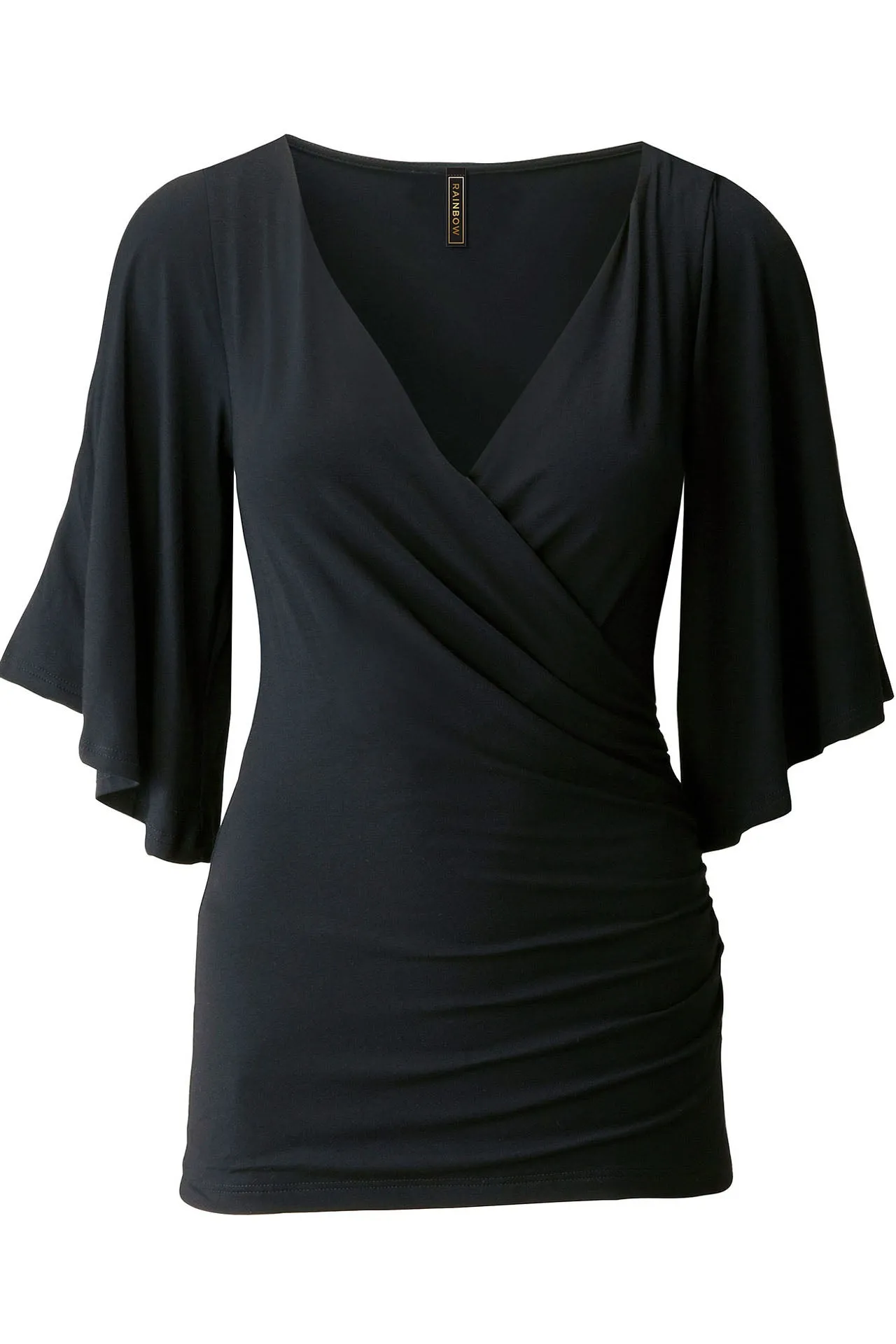Cut Out Loose Half Sleeves V-neck Slim T-shirt