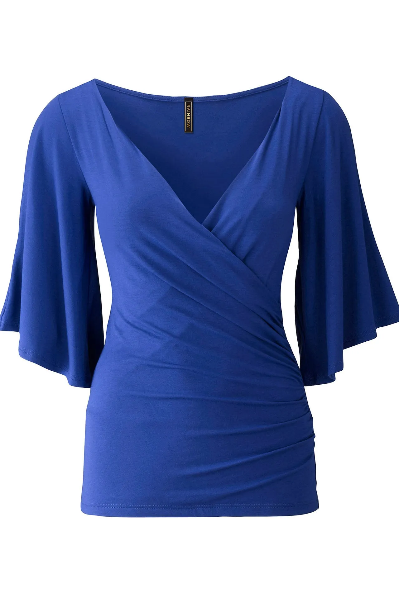 Cut Out Loose Half Sleeves V-neck Slim T-shirt