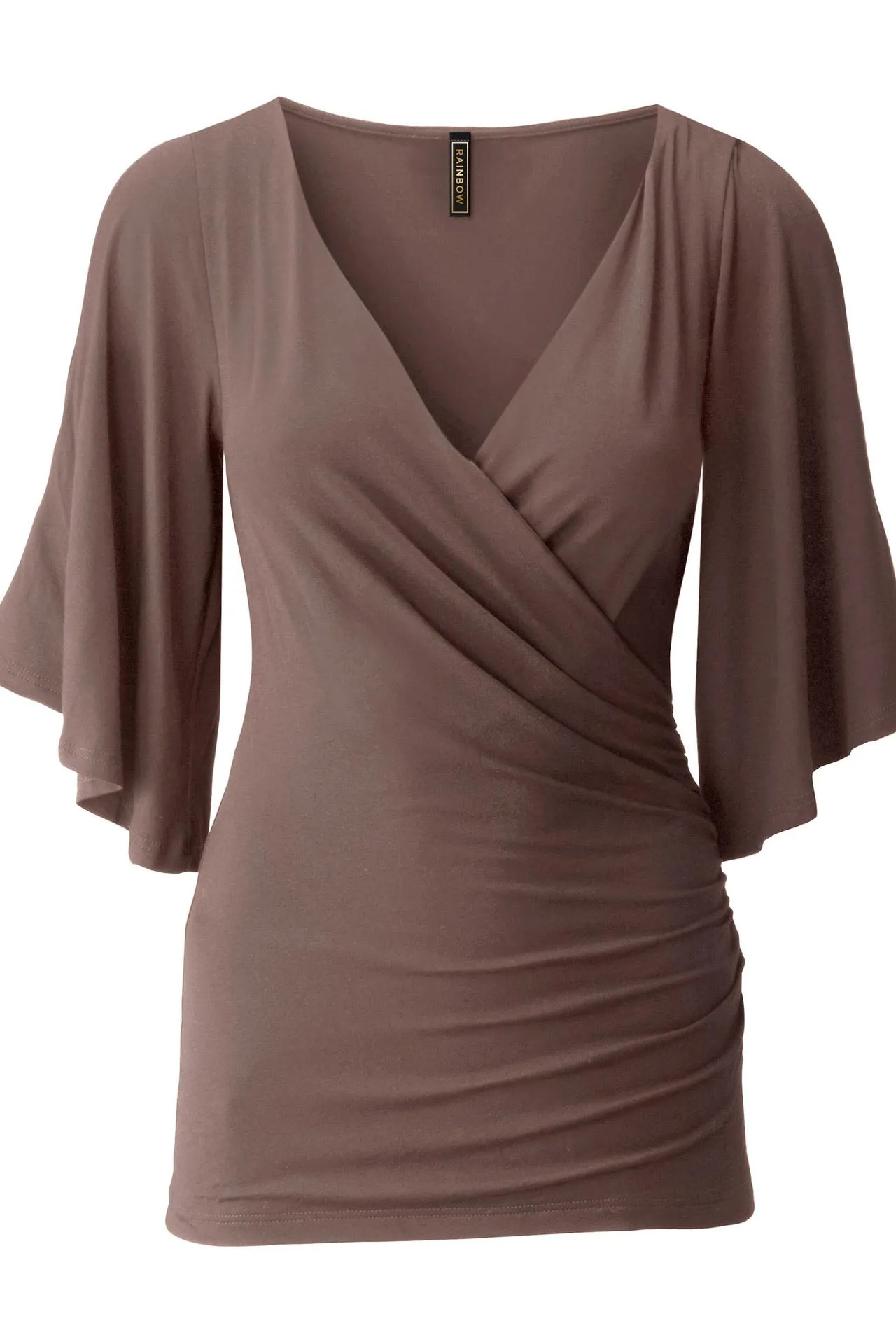 Cut Out Loose Half Sleeves V-neck Slim T-shirt