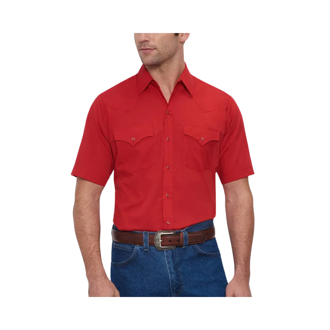 Ely & Walker Men's Short Sleeve Solid Western Snap Red Shirt