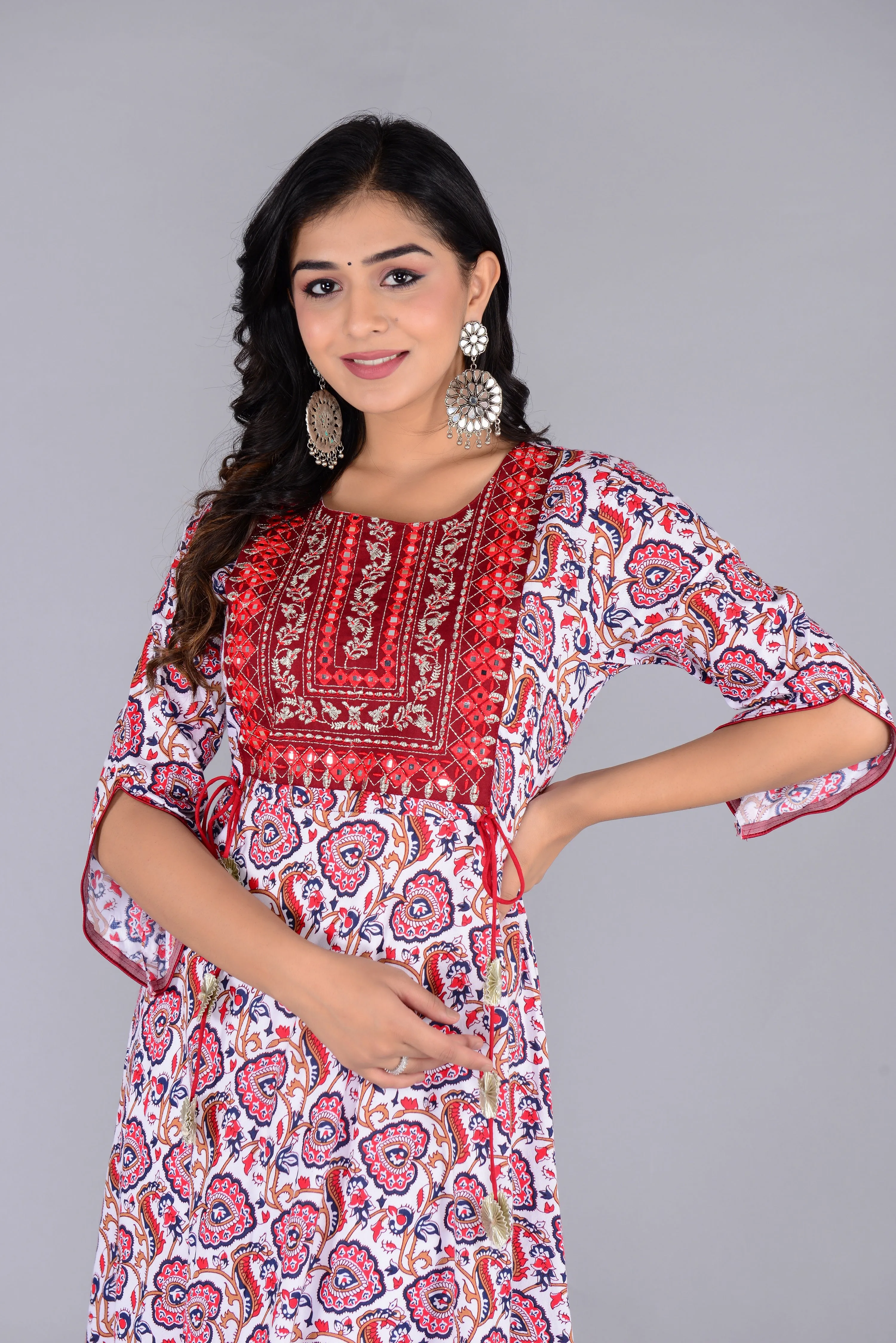 Jaipurite Designer Party and wedding wear embroidered Long Kurta