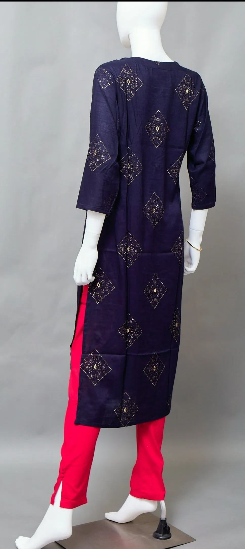 Navy Blue Straight Kurti
