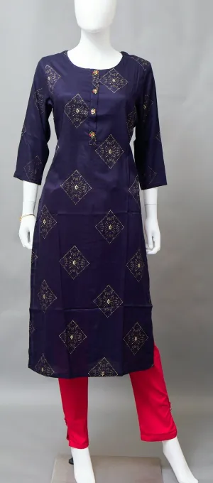 Navy Blue Straight Kurti