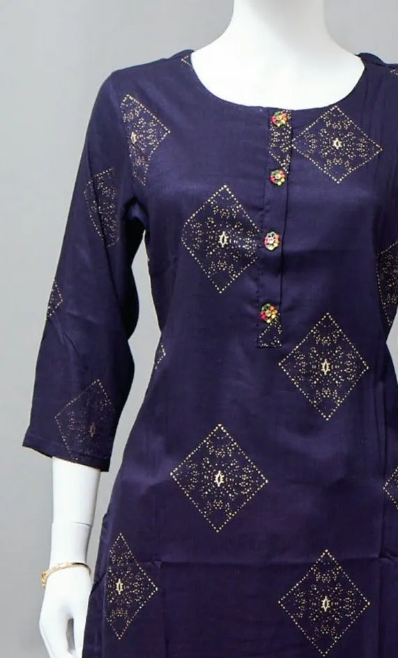 Navy Blue Straight Kurti