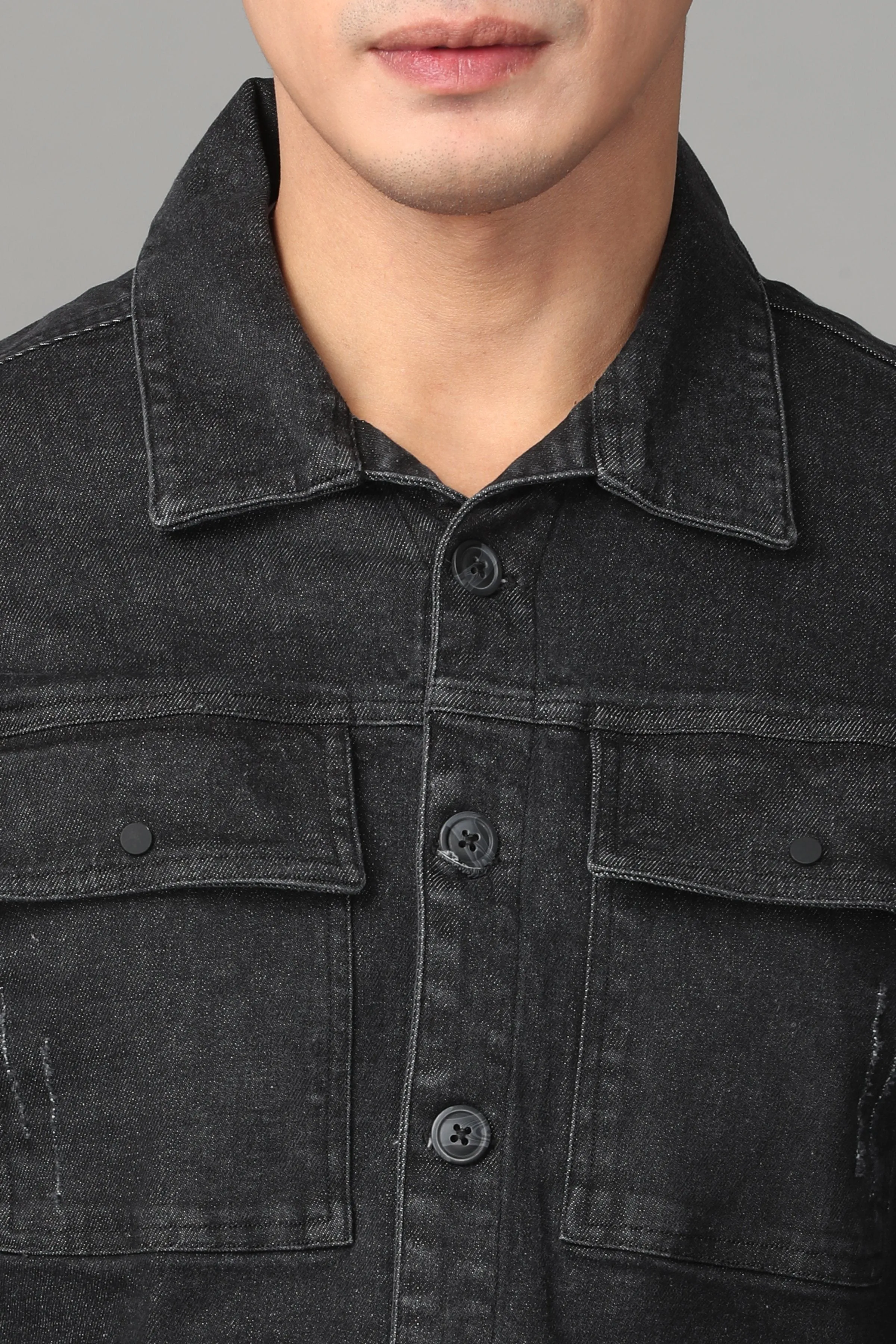 Printed Black Denim Shirt