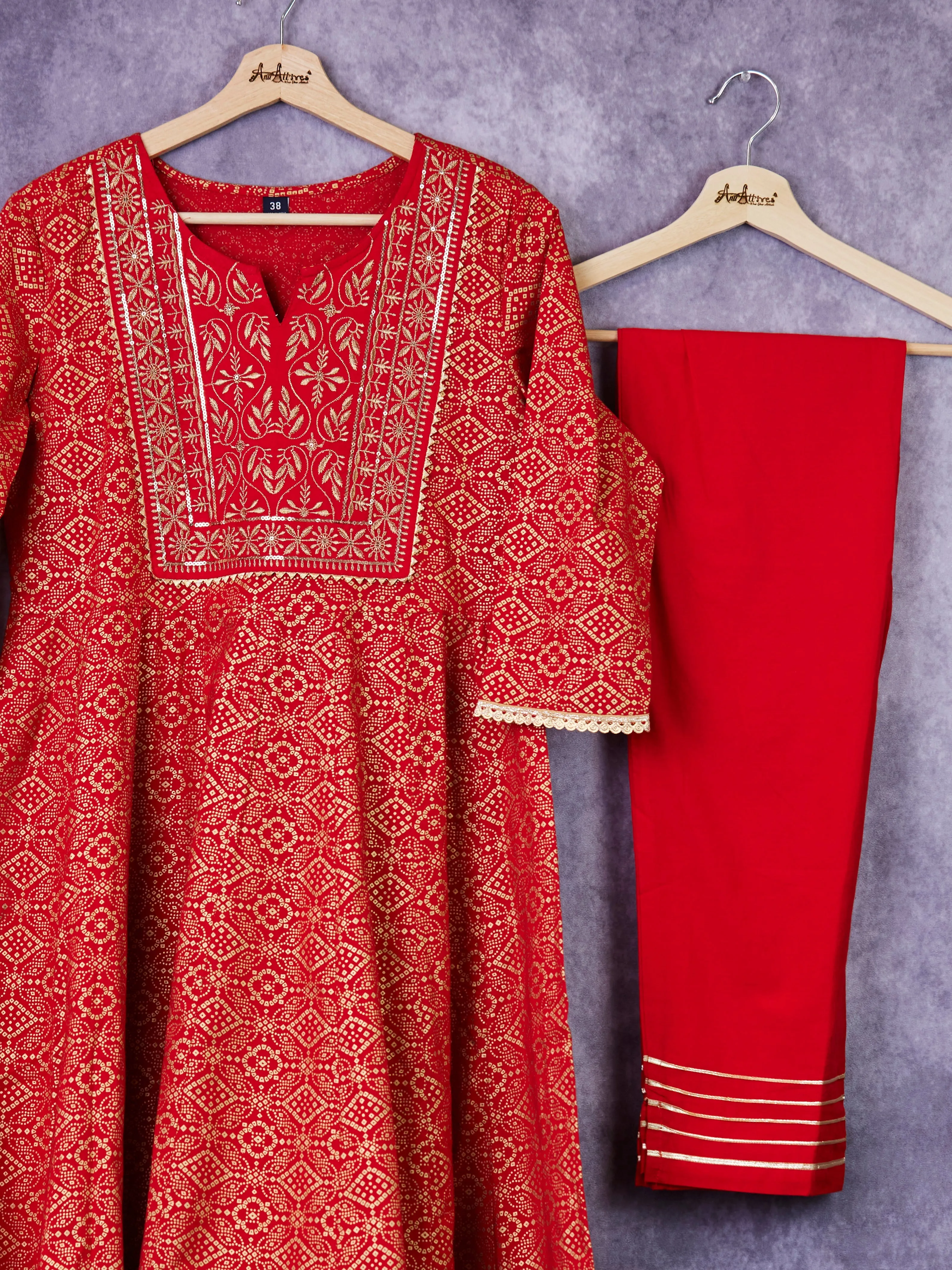Red Anarkali Kurta Set