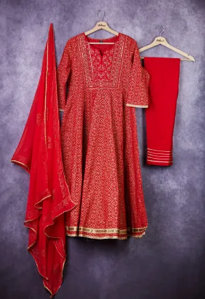 Red Anarkali Kurta Set