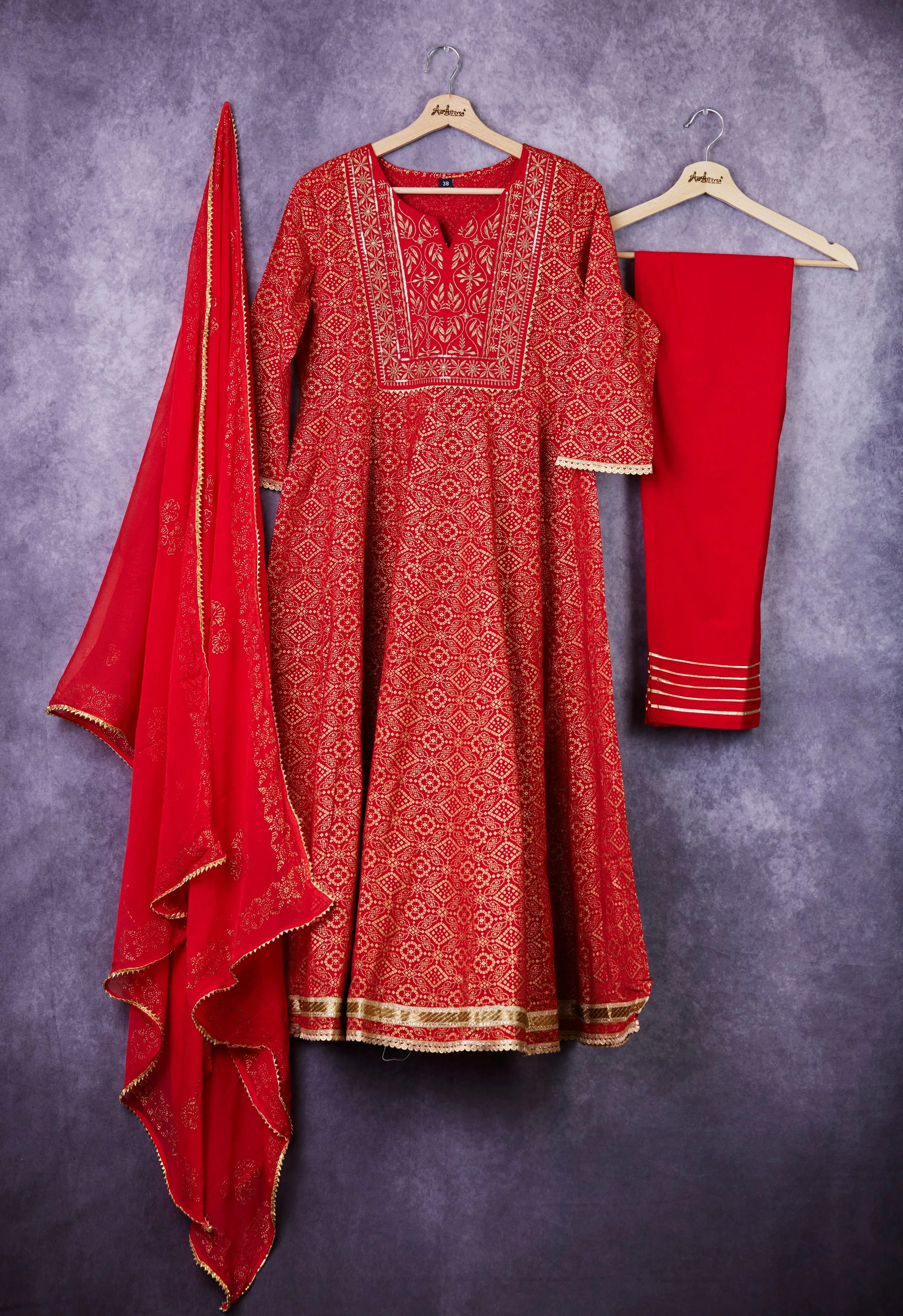 Red Anarkali Kurta Set