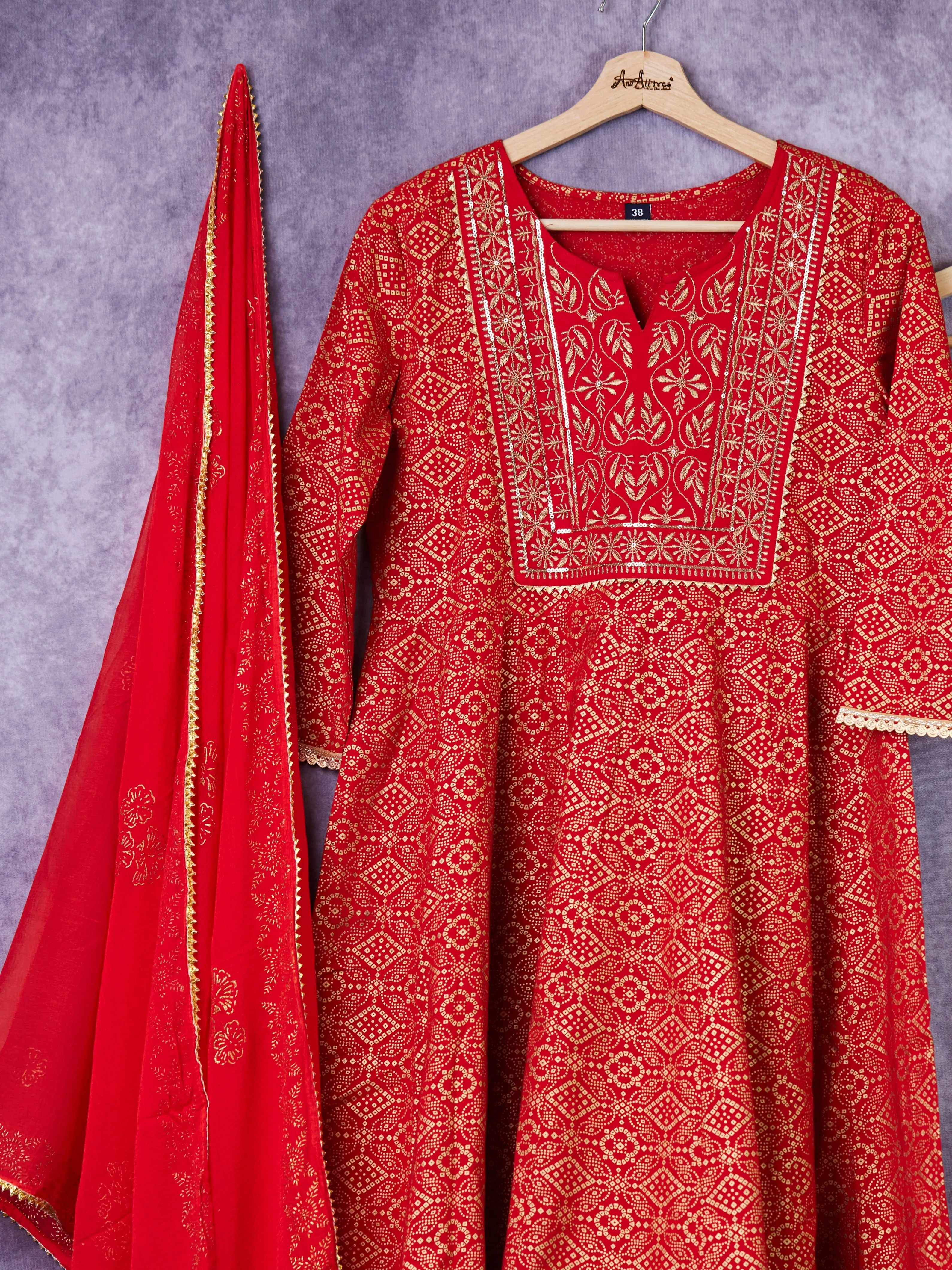 Red Anarkali Kurta Set