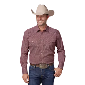 Roper Men's Stretch Neat Red Shirt