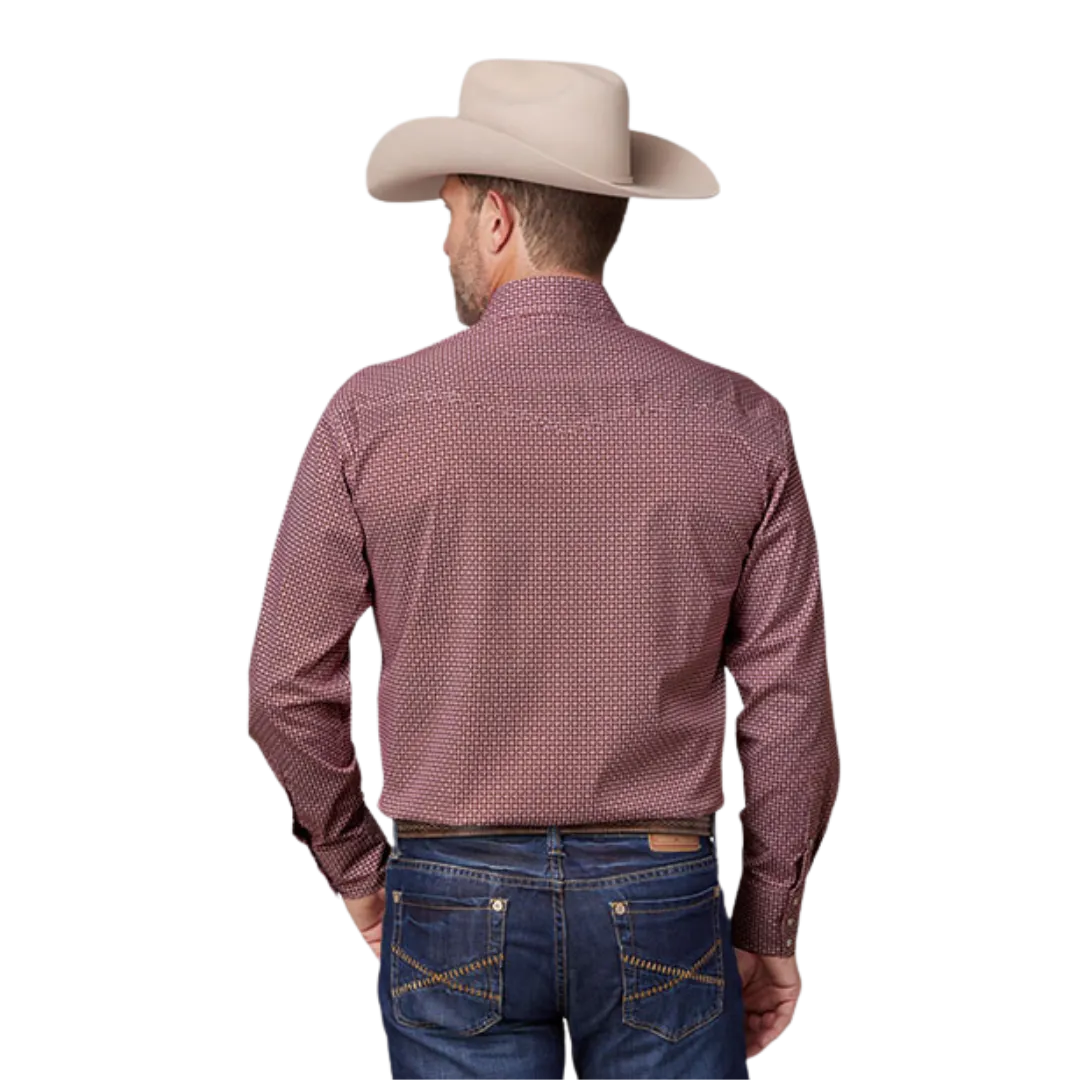 Roper Men's Stretch Neat Red Shirt