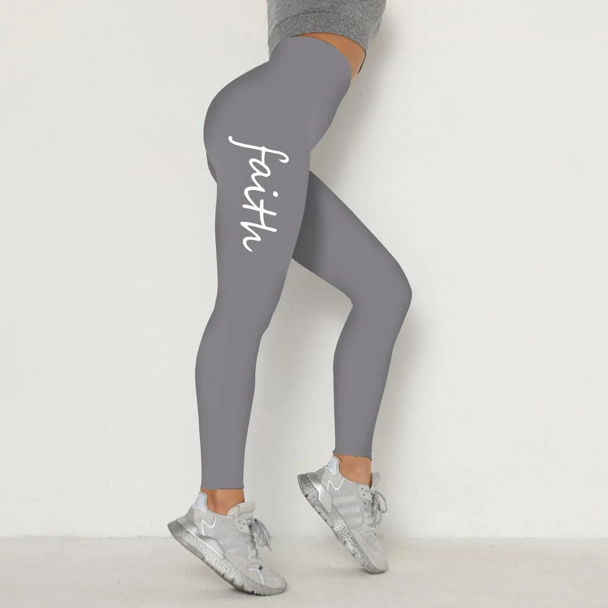 Stylish Waist Letter Printed Leggings for Women - Hip Lifting and Stretchable, Sizes S-XXXL