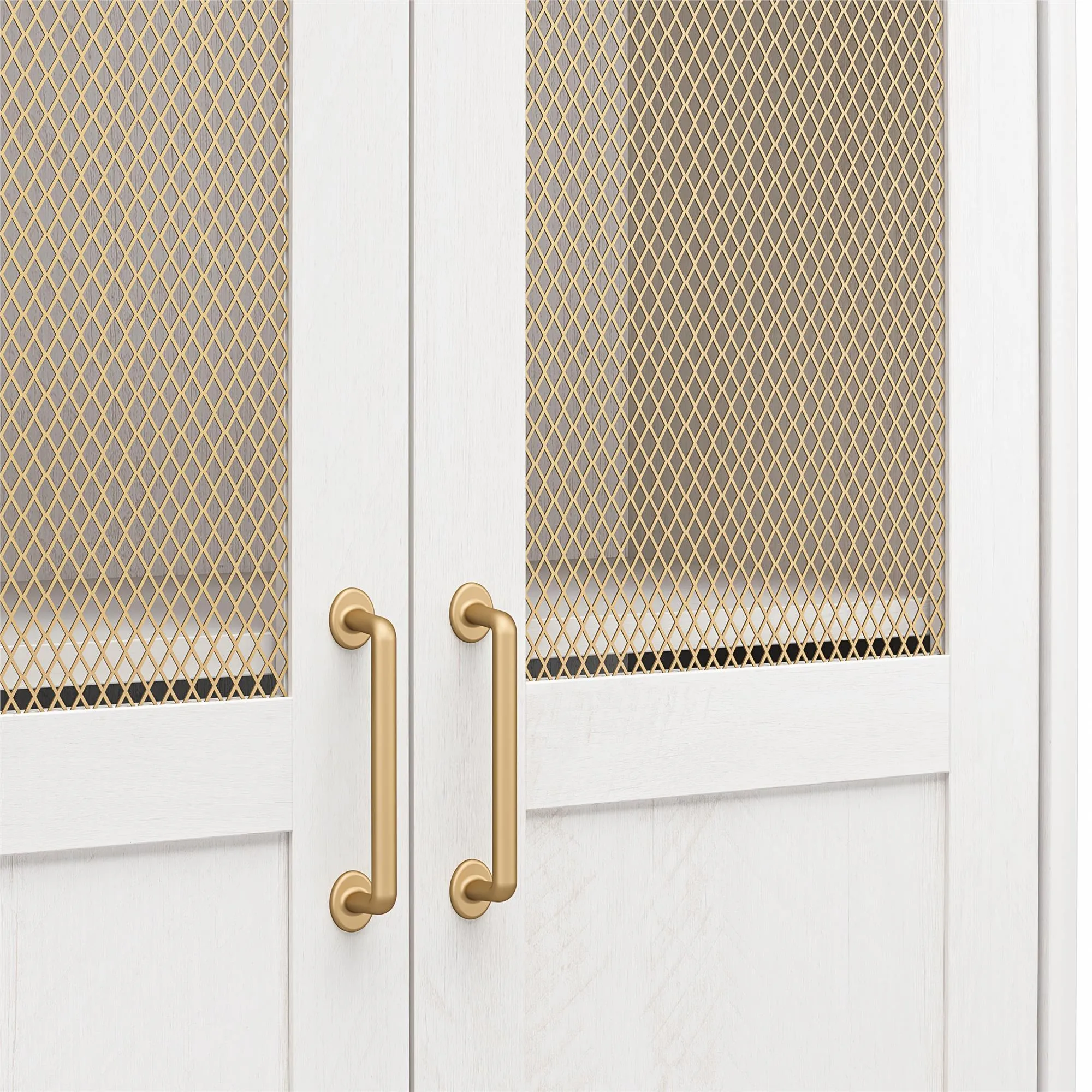 Tess 2-Door Wide Storage Cabinet with Modular Storage Options, Ivory Oak