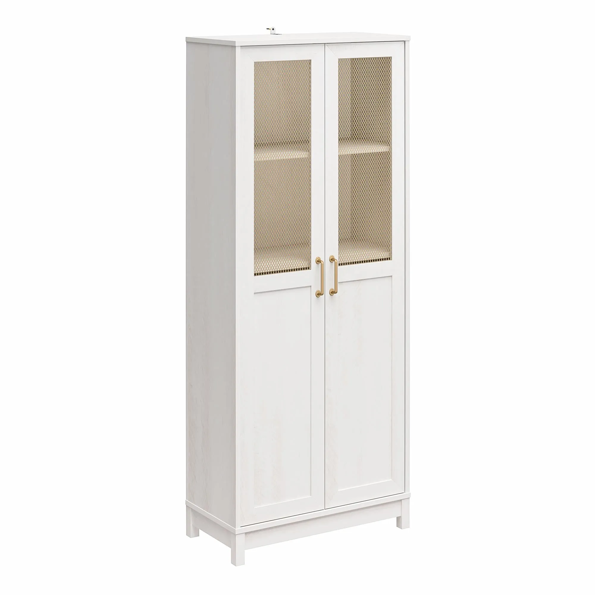 Tess 2-Door Wide Storage Cabinet with Modular Storage Options, Ivory Oak