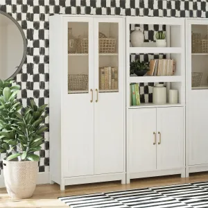 Tess 2-Door Wide Storage Cabinet with Modular Storage Options, Ivory Oak