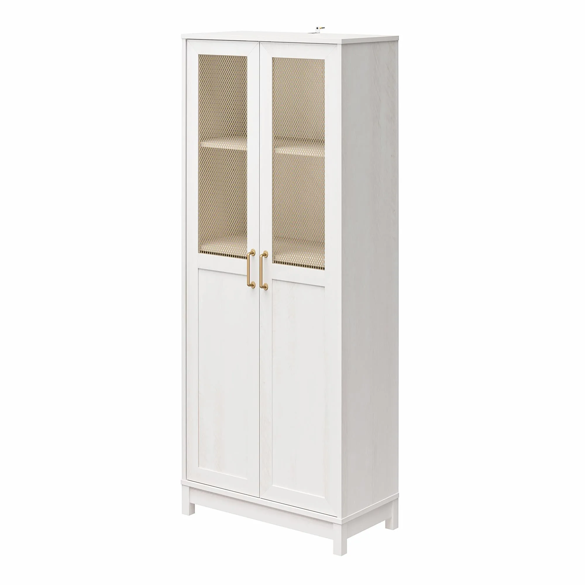 Tess 2-Door Wide Storage Cabinet with Modular Storage Options, Ivory Oak