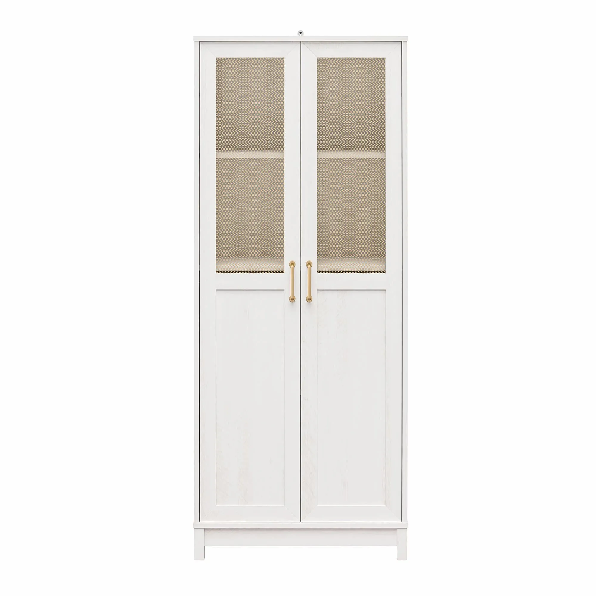 Tess 2-Door Wide Storage Cabinet with Modular Storage Options, Ivory Oak